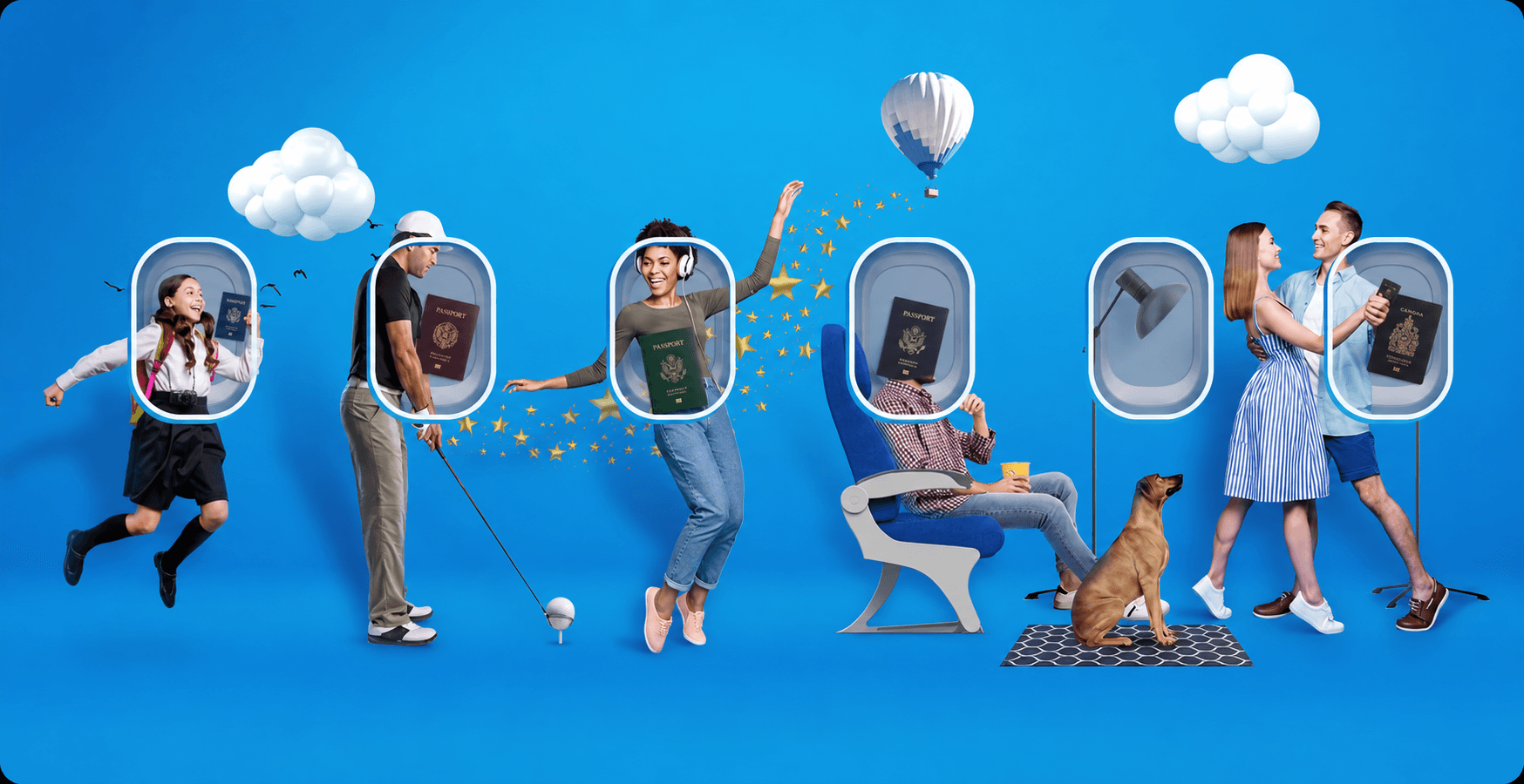 Viajeros con sus pasaportes listos para volar